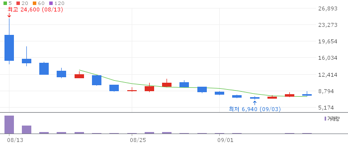 케이앤에스아이앤씨 일봉 차트