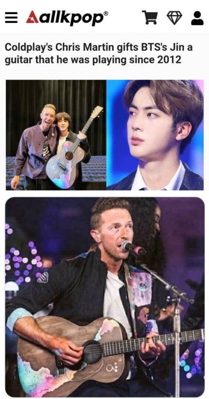 BTS Jin and Chris Martin