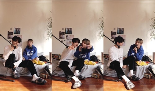 TXT members Yeonjun and Taehyun 