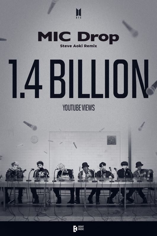 <b>방탄소년단</b>, ‘MIC Drop’ MV <b>14억뷰</b> 돌파..통산 4번째