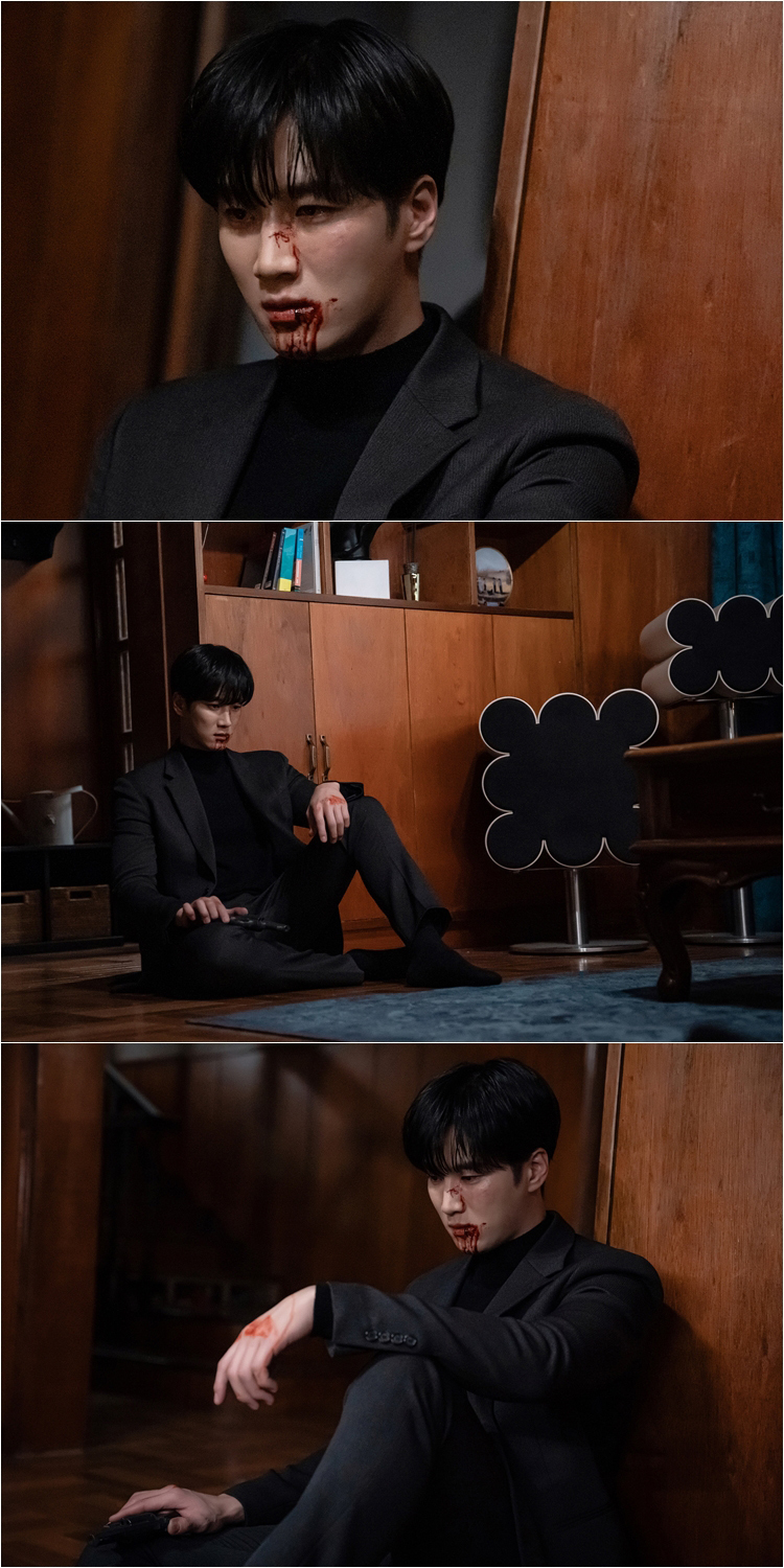 '<b>재벌</b>X<b>형사</b>' 피투성이 된 안보현, 권총 쥔 채 포착 '위기' [N컷]