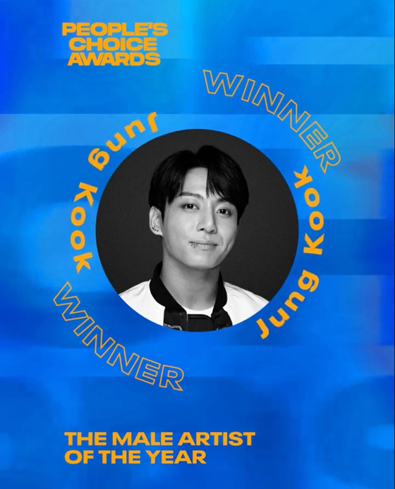 BTS <b>정국</b>, 美 '<b>피플스</b> 초이스' 올해의 남성 아티스트상 수상